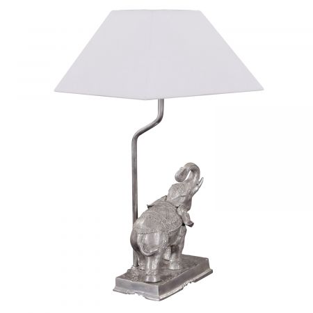 "Elefanten Lampe II" vernickelte Bronzelampe vernickelte Bronzefigur