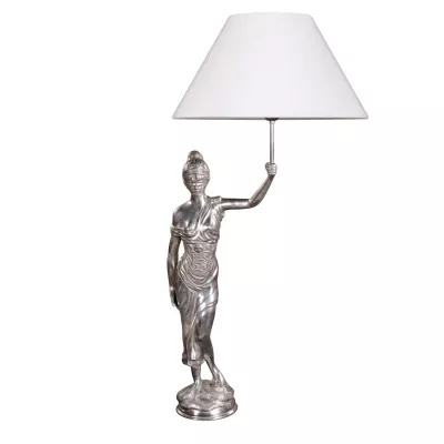 "Justicia Leuchte II" hochwertig vernickelte Bronzefigur Bronzelampe Bronzeleuchte