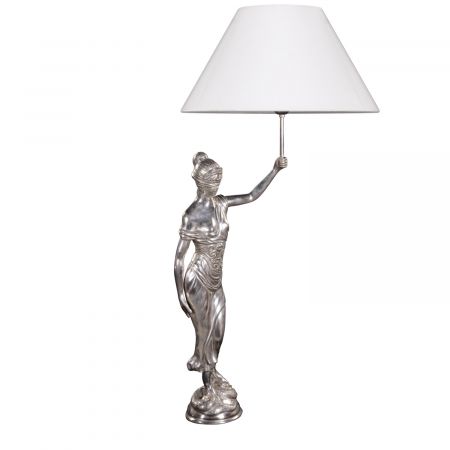 "Justicia Leuchte II" hochwertig vernickelte Bronzefigur Bronzelampe Bronzeleuchte