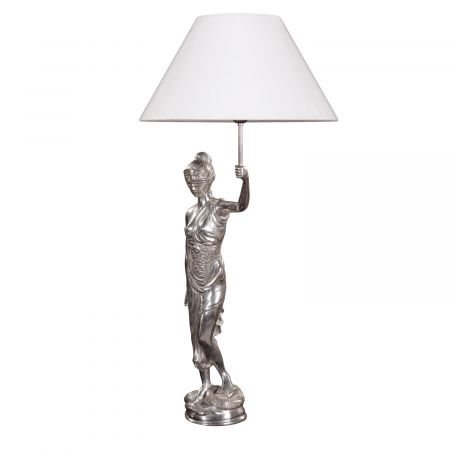 "Justicia Leuchte II" hochwertig vernickelte Bronzefigur Bronzelampe Bronzeleuchte