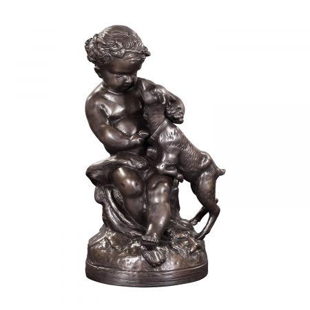 "Engel hält Lamm" Bronzefigur