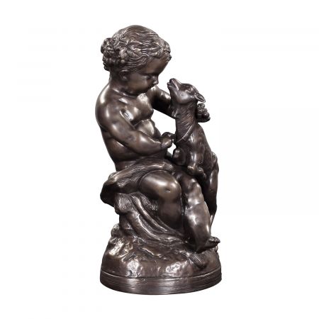 "Engel hält Lamm" Bronzefigur