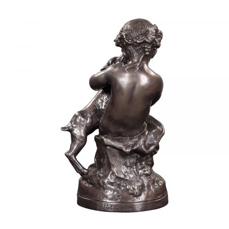 "Engel hält Lamm" Bronzefigur