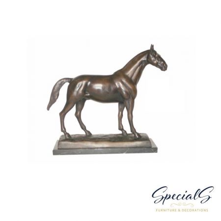 "Pferd auf Marmorsockel" Bronzefigur