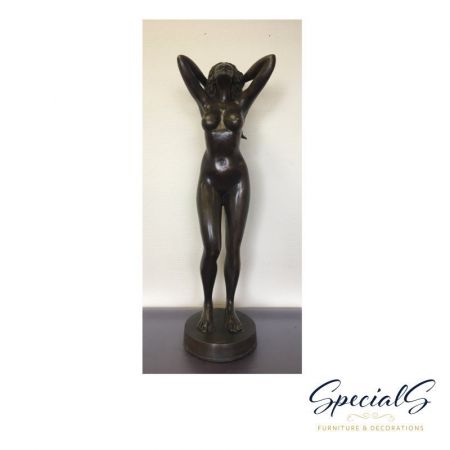 "Nackte Dame auf Sockel" Bronzefigur