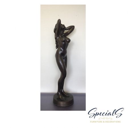 "Nackte Dame auf Sockel" Bronzefigur