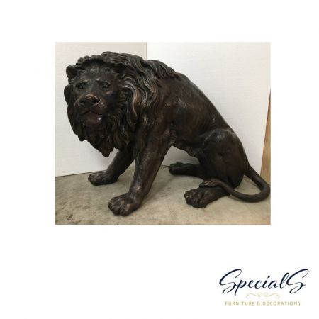 "Zwei sitzende Löwen" Bronzefigur