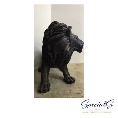 "Zwei sitzende Löwen" Bronzefigur