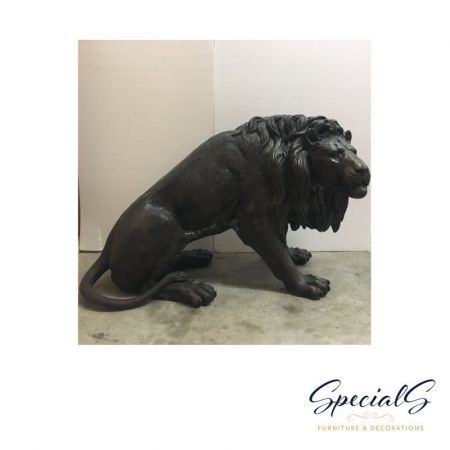 "Zwei sitzende Löwen" Bronzefigur