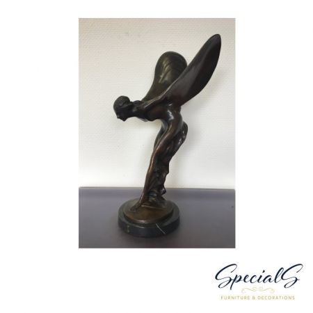 "Mädchen mit Flügeln auf Marmor Sockel" Bronzefigur