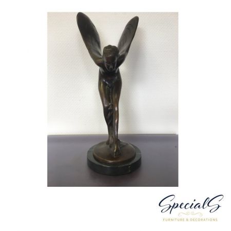 "Mädchen mit Flügeln auf Marmor Sockel" Bronzefigur