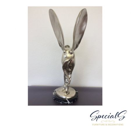 "Geflügeltes Mädchen" vernickelte Bronzefigur mit handbemalten Details