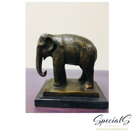 "Elefant auf Marmorsockel stehend" Bronzefigur