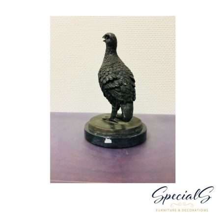 "Schneehuhn auf Marmorsockel" Bronzefigur