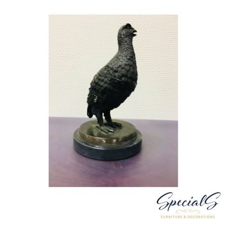 "Schneehuhn auf Marmorsockel" Bronzefigur