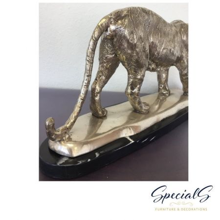 "Tiger" Bronzefigur vernickelt mit handbemalten Akzenten