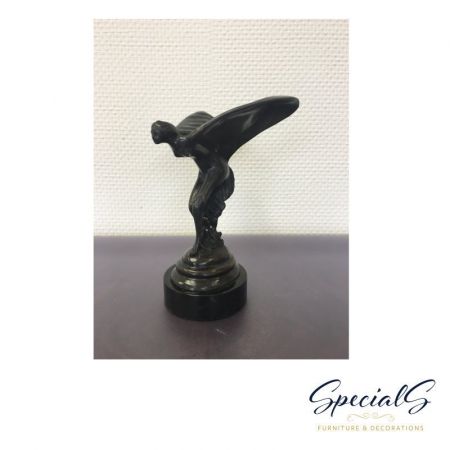 "Mädchen mit Flügeln auf Marmorsockel" Bronzefigur