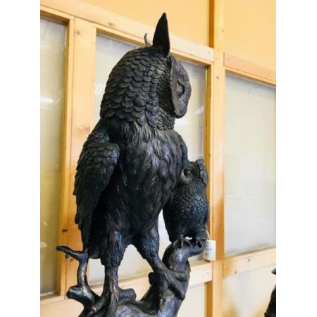 "Eule mit Kind" Bronzeskulptur