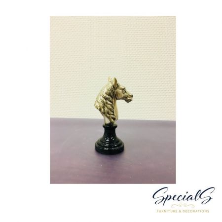 "Pferdekopf" vernickelte Bronzefigur mit handbemalten Details