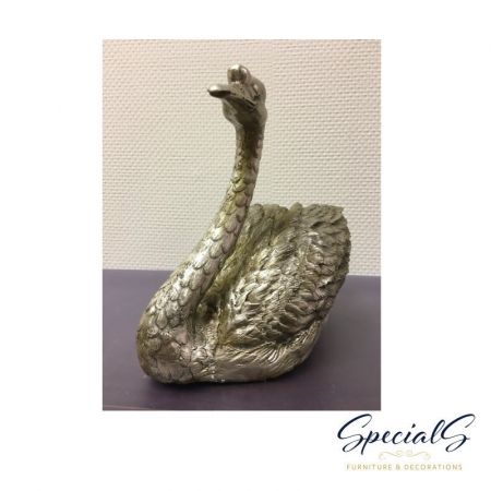 "Schwanen Päärchen" vernickelte Bronzefigur mit handbemalten Details