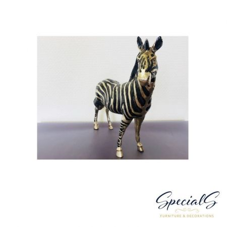 "Zebra" vernickelte Bronzefigur mit handbemalten Details