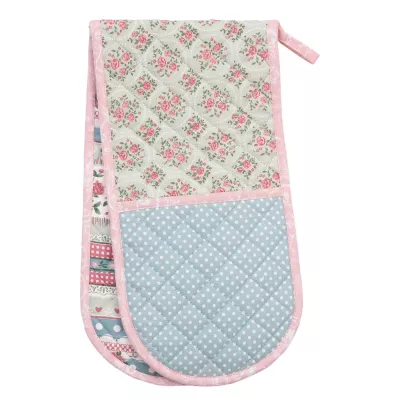 Clayre & Eef Doppelter Ofenhandschuh rosa blau