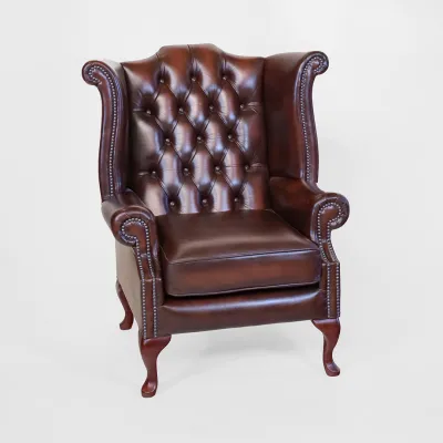 Chesterfield Scroll Wing Leather Armchair
