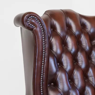 Chesterfield Scroll Wing Leather Armchair