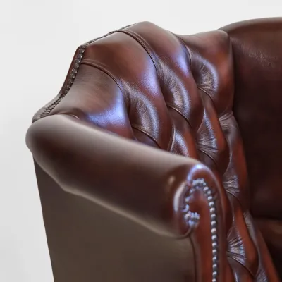 Chesterfield Scroll Wing Leather Armchair