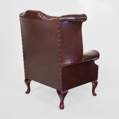 Chesterfield Scroll Wing Leather Armchair