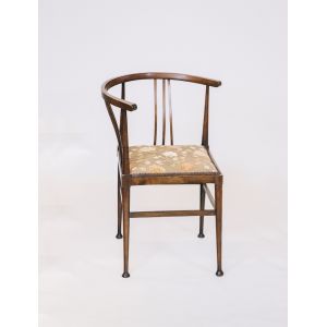 Antiker corner chair / Eckstuhl mit aufwenidgen Bandintarsien und floralem Sitzposter