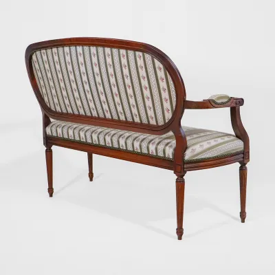 3er Sitzbank aus Frankreich – Nussbaum Settee aus Massivholz