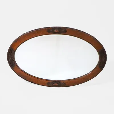 Antique Art Deco Oak Mirror