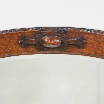 Antique Art Deco Oak Mirror