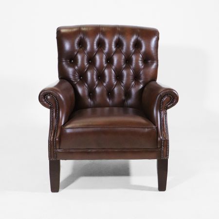 Chesterfield Ledersessel, englischer "Study Chair"