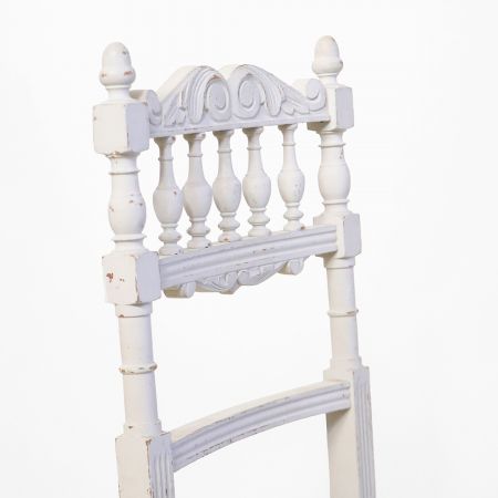 Antiker englischer weißer Esszimmerstuhl / Dining Chair mit schönem Polster aus Massivholz