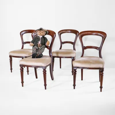 4er Set Viktorianische Esszimmerstühle mit Ballonrücklehne, Mahagoni dinning chairs
