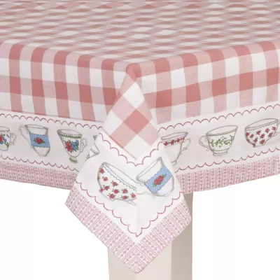 Clayre & Eef 100x100 Tischdecke Teeservice  Teekannes and Cups