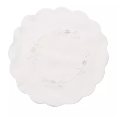Clayre & Eef Deckchen Tischset Platzdeckchen weiß ca. Ø 20 cm