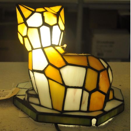 Clayre & Eef Wandlampe im Tiffany-Stil Katze 23 x 17.5 x 19.5 cm