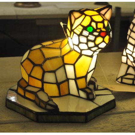 Clayre & Eef Wandlampe im Tiffany-Stil Katze 23 x 17.5 x 19.5 cm
