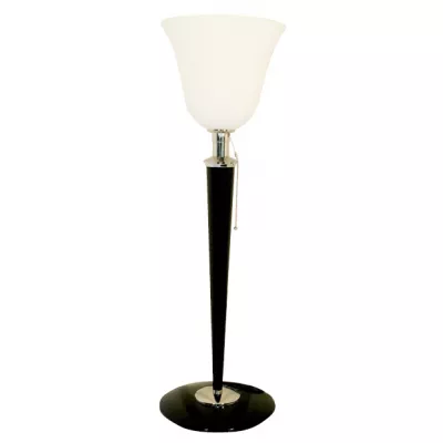 Art-Deco Stehleuchte, Lampe, Beistelllampe Nickel/Schwarz, 82 cm 