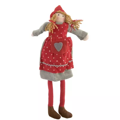 Clayre & Eef Schöne Deko Puppe rot 33cm
