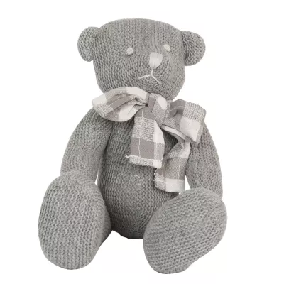 Clayre & Eef Deko Teddybär grau mit Schleife 16cm