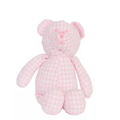 Clayre & Eef Teddybär rosa weiß kariert 20cm