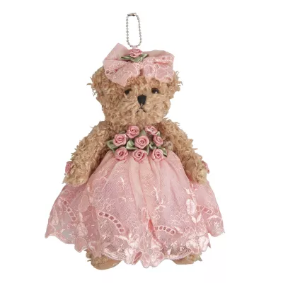 Clayre & Eef Deko Dekoration Anhänger Stofftier Kuscheltier Bär Teddybär mit Kleid ca. 20 cm