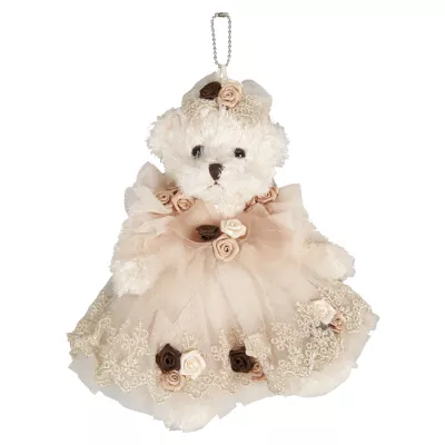 Clayre & Eef Deko Dekoration Anhänger Stofftier Kuscheltier Bär Teddybär mit Kleid ca. 20 cm