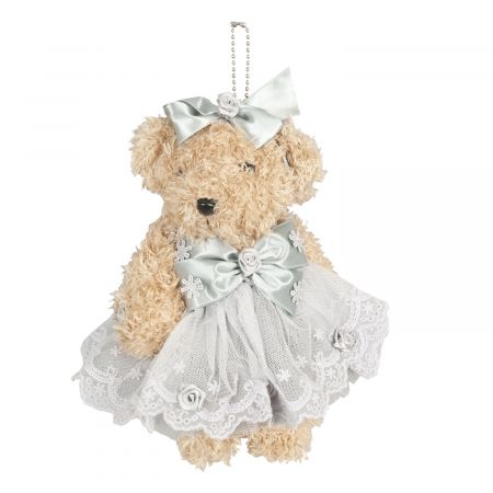 Deko Dekoration Anhänger Stofftier Kuscheltier Bär Teddybär mit Kleid ca. 20 cm