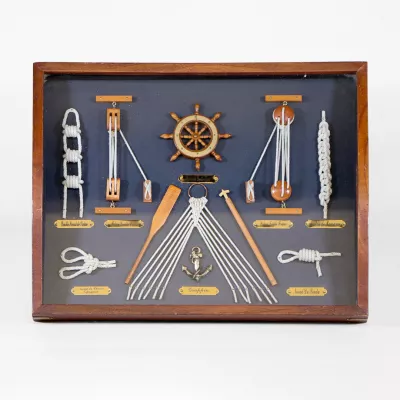Serviertablett mit maritimer Dekoration, Sehmann Schiff und Knoten Gemälde