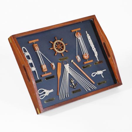 Serviertablett mit maritimer Dekoration, Sehmann Schiff und Knoten Gemälde